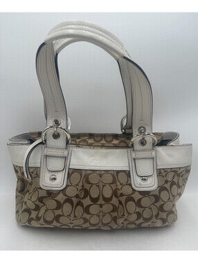 Coach Women's Handbag Brown Signature C Inner Pockets Double Handle Shoulder Bag